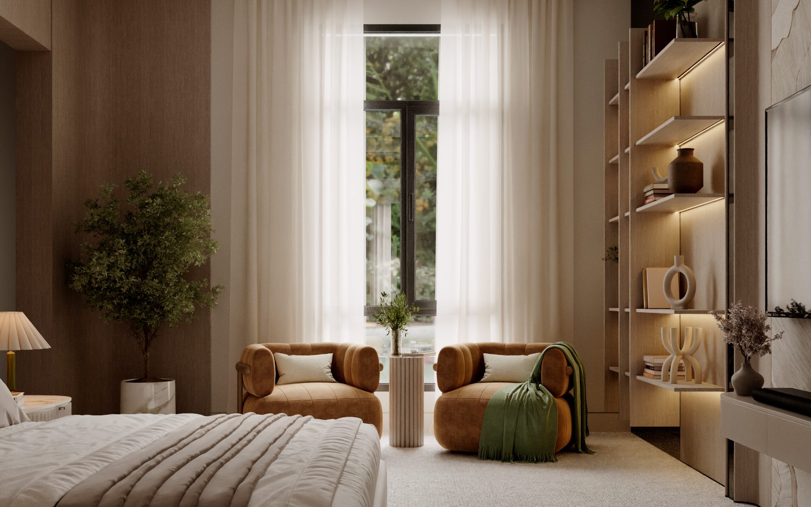 Final photoreal render of a master bedroom