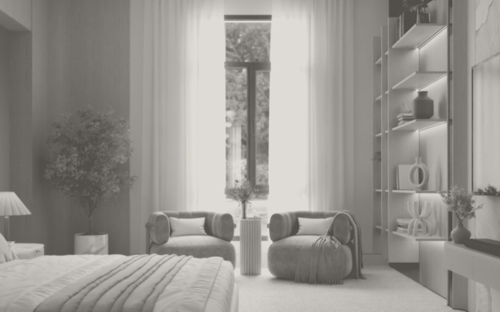 3D model view of the same bedroom