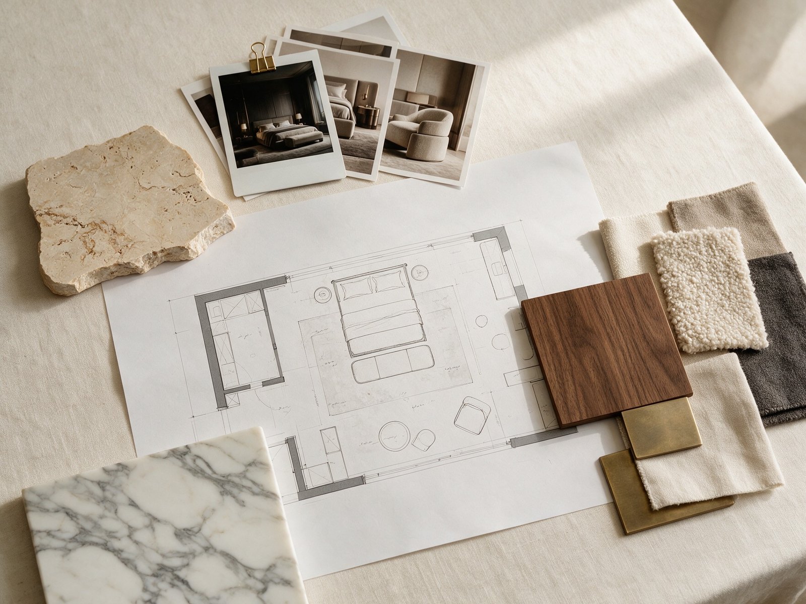 Client brief and material mood board