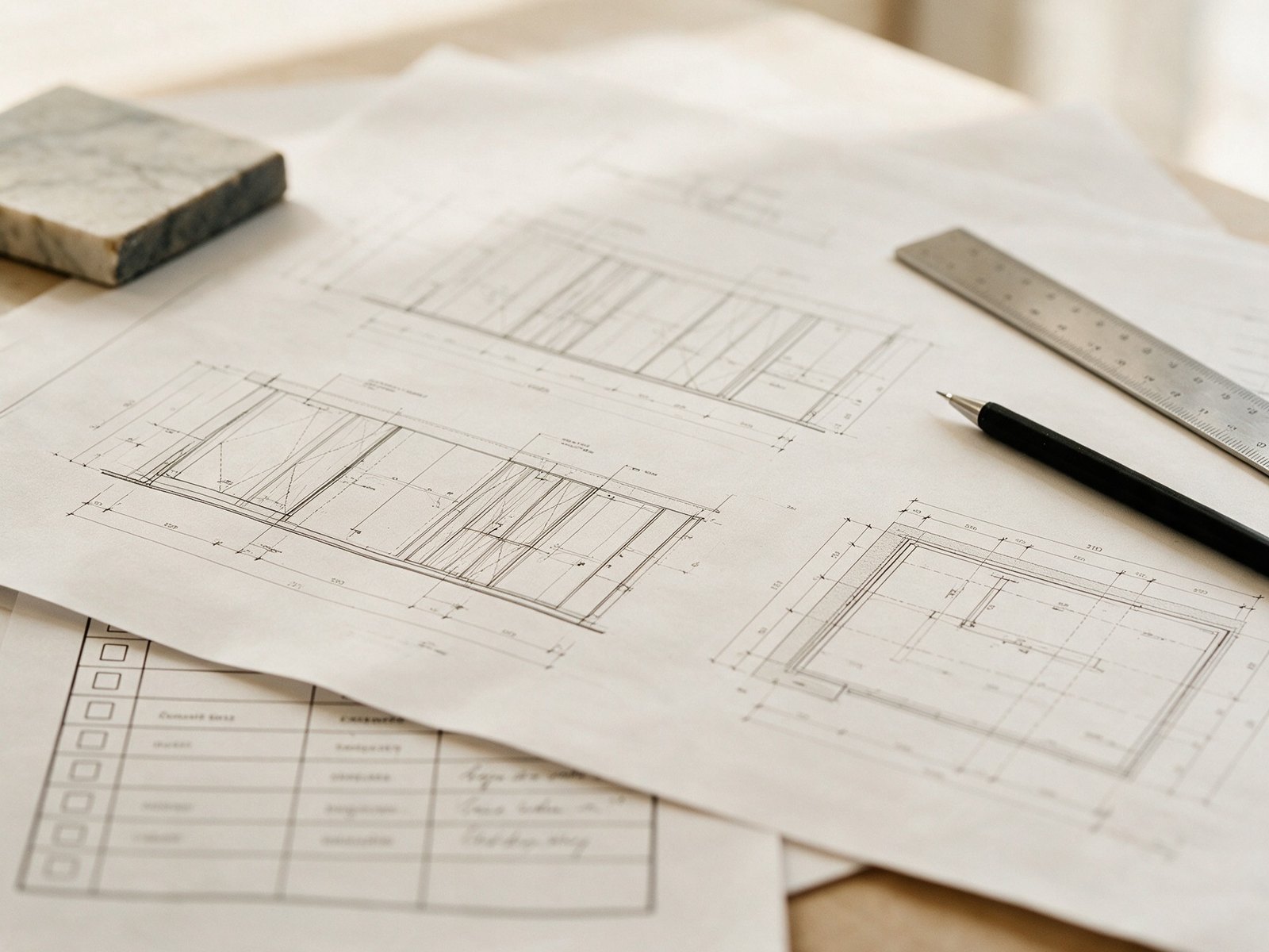 2D technical drawings, details and BOQ